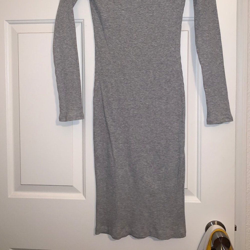 Forever 21 Grey Ribbed Bodycon Midi Dress - Picture 4 of 4
